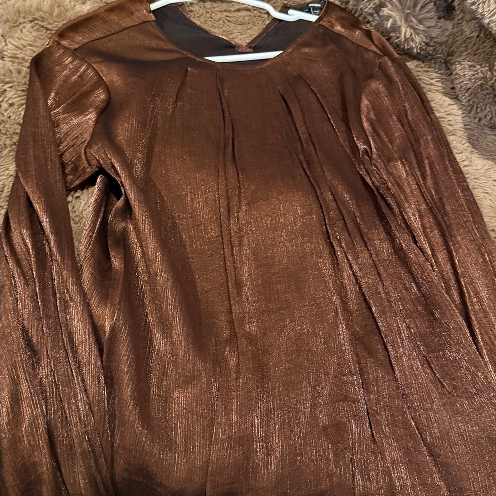Express Shimmering Brown Blouse